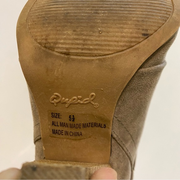 Cupid Taupe Heeled Ankle Boots - Picture 3 of 16